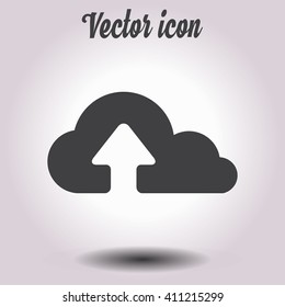 Upload from cloud icon.  Upload button.  Flat  design style.