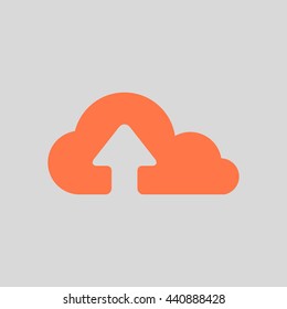 Upload from cloud icon.  Upload button.  Flat  design style.