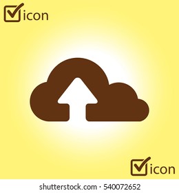 Upload from cloud icon.  Upload button.  Flat  design style.