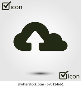 Upload from cloud icon.  Upload button.  Flat  design style.