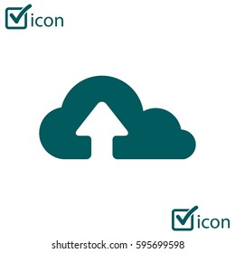Upload from cloud icon.  Upload button.  Flat  design style.