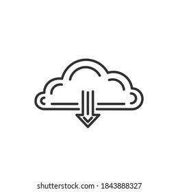 Upload from cloud icon. Upload button. Vector black icon.