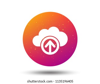 Upload from cloud icon. Data storage technology symbol. Circle button with Soft color gradient background. Vector