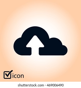 Upload from cloud icon. Flat  design style.