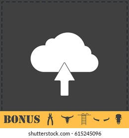 Upload cloud icon flat. Simple vector symbol and bonus icon