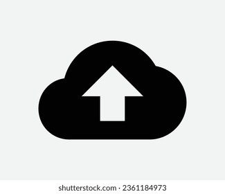 Upload Cloud Icon Up Load Server Data Storage Backup Internet Connection Black White Outline Shape Vector Clipart Graphic Illustration Sign Symbol