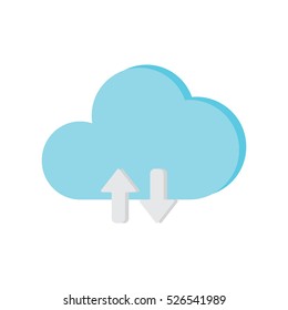 Upload from cloud icon on the white background