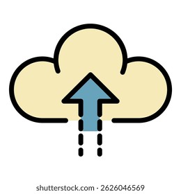 Upload to the cloud icon. Outline upload to the cloud vector icon color flat isolated