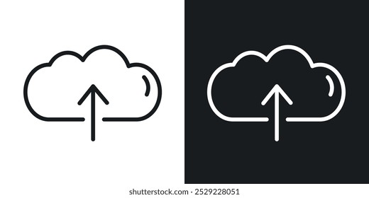 Upload to Cloud icon in Thin line black color. flat simple vector symbols illustration.