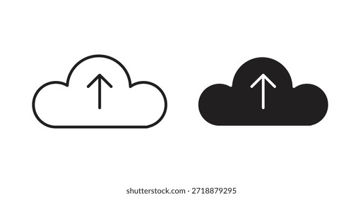 Carregar para a nuvem ícones definidos isolados no fundo branco ilustração vetor plana.