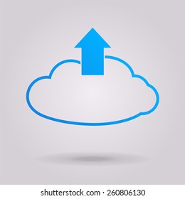 Upload to Cloud.  The illustration on gray background