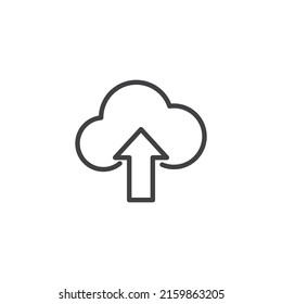 Upload cloud line icon. linear style sign for mobile concept and web design. Cloud arrow up outline vector icon. Symbol, logo illustration. Vector graphics
