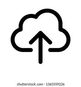 Upload to cloud online storage. Digital backup symbol. Linear vector icon.