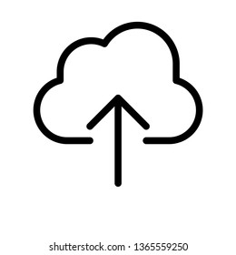 Upload to cloud online storage. Digital backup symbol. Linear vector icon.