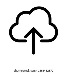 Upload to cloud online storage. Digital backup symbol. Linear vector icon.