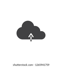 Upload cloud vector icon. filled flat sign for mobile concept and web design. Cloud computing arrow up simple solid icon. Symbol, logo illustration. Pixel perfect vector graphics