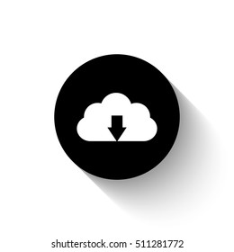 Upload cloud - white vector  icon with shadow