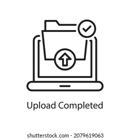 Upload Completed vector outline Icon Design illustration. Web And Mobile Application Symbol on White background EPS 10 File