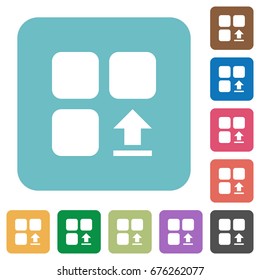 Upload component white flat icons on color rounded square backgrounds
