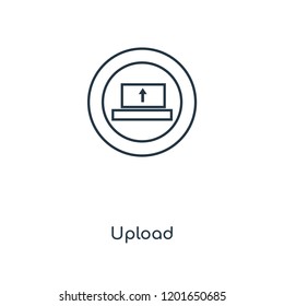 Upload concept line icon. Linear Upload concept outline symbol design. This simple element illustration can be used for web and mobile UI/UX.