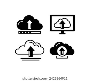 upload data cloud storage database server icons vector design illustration template on white background