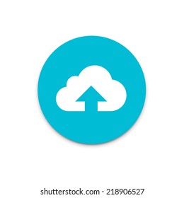  Upload data to internet cloud flat icon on colorful floating ui action button. 