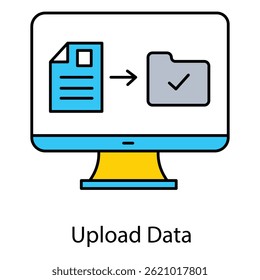Upload Data Vector Icon for Digital Storage, File Syncing, and Cloud Computing