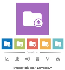 Upload directory flat white icons in square backgrounds. 6 bonus icons included.