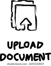 Icono de documento de Cargar en estilo doodle