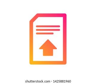 Upload Document icon. Information File sign. Paper page concept symbol. Classic flat style. Gradient upload file icon. Vector