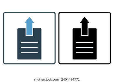 icono de envío de documento. icono relacionado con la web básica y la interfaz de usuario. adecuado para sitio web, aplicación, interfaces de usuario, imprimible, etc. estilo de icono sólido. diseño de vector simple editable