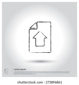 upload document Icon, Sketch Doodle pictogram icon on gray background. Vector illustration