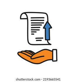 upload documents doodle icon, vector illustration
