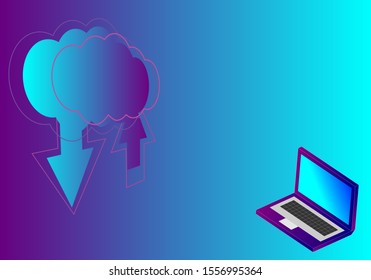 upload and dowload arrow cloud and laptop computer on bule gradient background vector eps 10