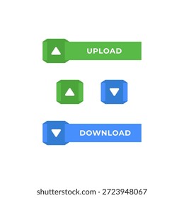 Cargar y Descarga Botón Icon Set Flat UI Design