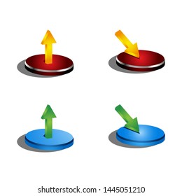 Upload and download buttons with arrow, vector.
