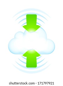 Upload and Download to the Cloud - upload and and download arrows entering cloud icon
