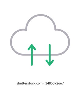 upload download cloud colour line vector icon