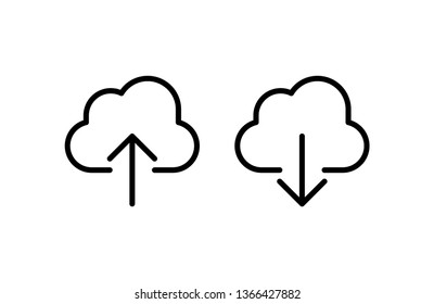 Upload and download from cloud server. Online hosting backup linear vector icon.