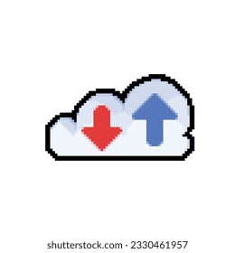cargar y descargar el inicio de sesión en la nube en el estilo de arte de píxeles
