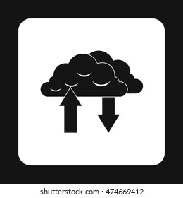 Upload and download data icon in simple style isolated on white background. Work with files symbol