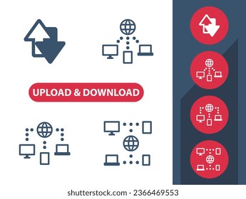 Upload, Download, Data Icons. Share, Sharing, Social Media Vector Icon