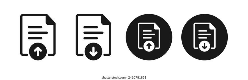 Cargar y descargar el conjunto de iconos del archivo de documento, el documento con el icono de flecha arriba y abajo