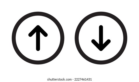 Pfeil-Symbol hochladen, herunterladen, auf- und abwärts herunterladen, einzeln auf kreisförmigem Hintergrund