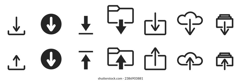 flecha de icono de carga y descarga símbolos de internet simples