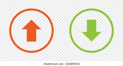 Upload download icon arrows set on transparent background