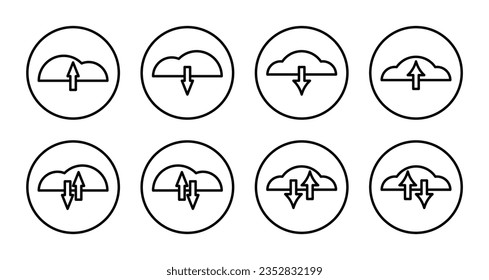 conjunto de iconos de carga y descarga, con flecha y símbolo de nube. tecnología, internet y concepto informático. vector para aplicación móvil, web.