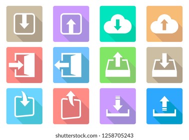 upload and download icon set. vector illustration 