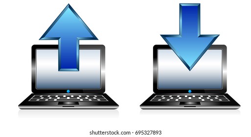 Upload Download Icons - Back up and store to your Laptop and get data symbol