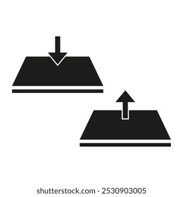 Download-Symbole hochladen. Datenübertragungs-Symbol. Pfeilvektorsatz. Digitale Speicherform.